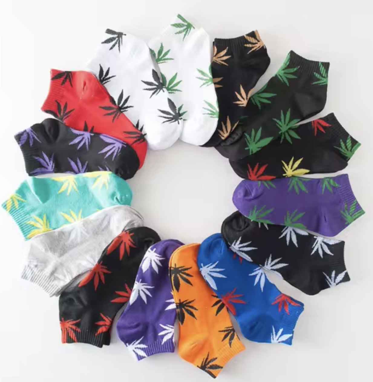Chaussettes basses feuilles de CBD Taille unique
